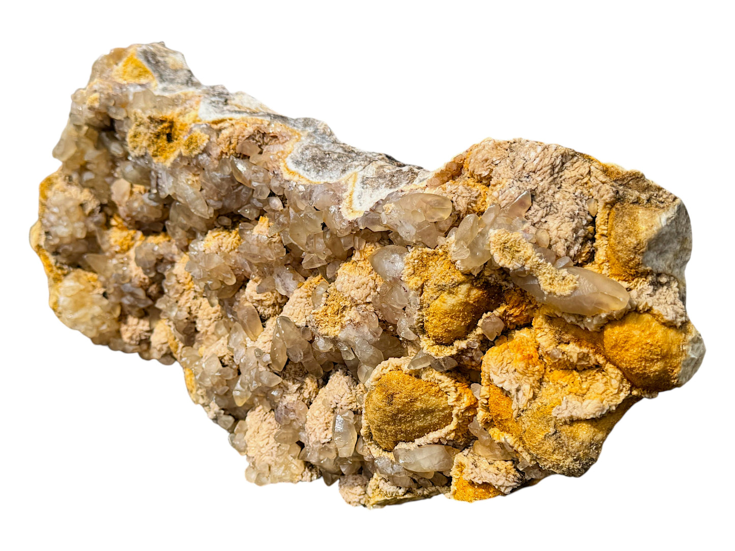 XXL Quarz auf Dolomit mit natürlichen Limonit-/Goethitverfärbungen – Madan, Bulgarien – 14,55 kg – 48 × 20 × 11 cm – Sammlerstück – Unikat-Masterpiece Nr. 1710