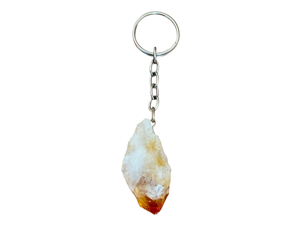 Citrin Kristall Schlüsselanhänger aus Brasilien – Naturstein ca. 4 cm – 15 g – mit Edelsteinkarte & Geschenkbox