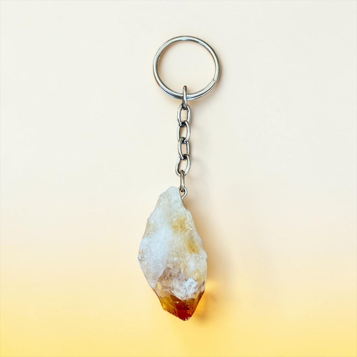 Citrin Kristall Schlüsselanhänger aus Brasilien – Naturstein ca. 4 cm – 15 g – mit Edelsteinkarte & Geschenkbox