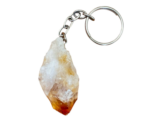 Citrin Kristall Schlüsselanhänger aus Brasilien – Naturstein ca. 4 cm – 15 g – mit Edelsteinkarte & Geschenkbox