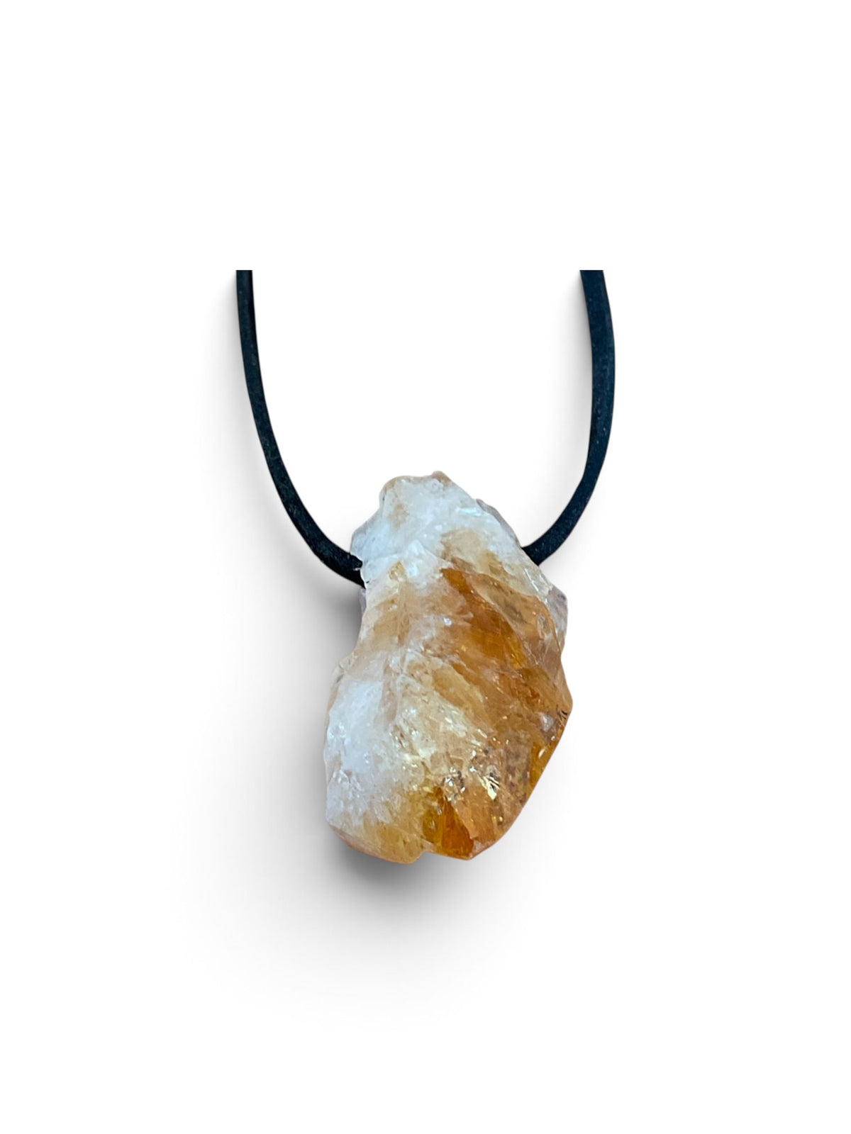 Citrin Rohstein Anhänger aus Brasilien – Naturstein Brocken ca. 4 cm – 20 g – mit 80 cm Wildlederband, Edelsteinkarte & Geschenkbox