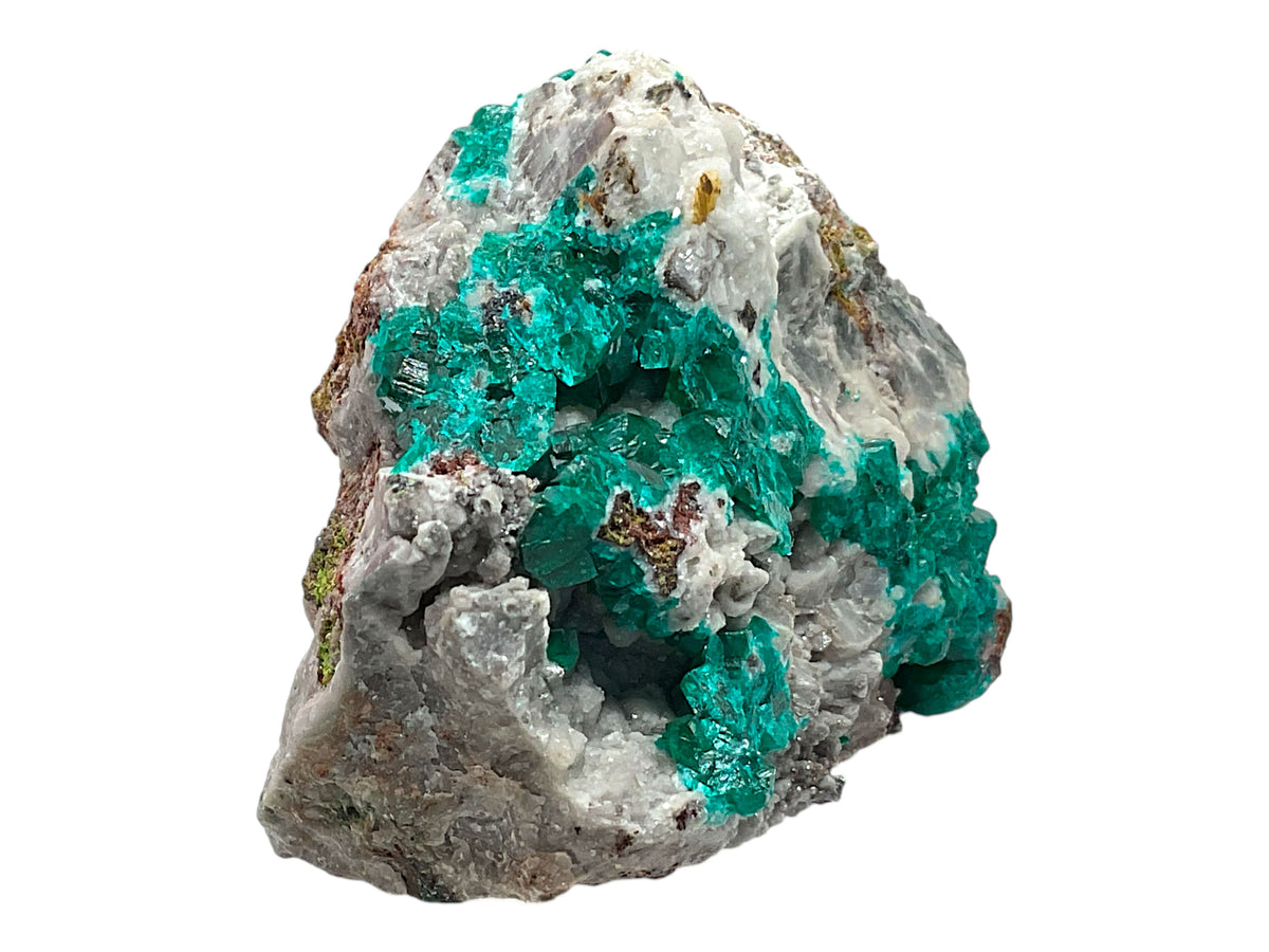 Dioptas Kristallstufe aus dem Kongo (Zaire) – 364 g – 10 × 6 × 6 cm – intensiv grüne Kristalle – Sammlerstück – Unikat 1657