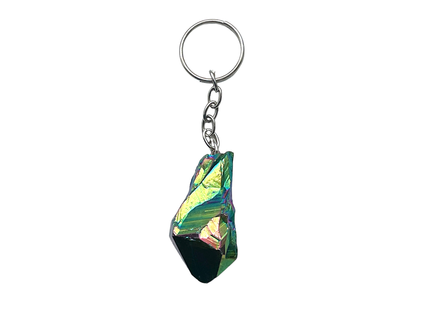 Steinfixx® Wunderschöner Amethyst Titanium Aura Quarz Schlüsselanhänger I Rainbow I Quarz-Aura I Titanium I Heilkristall I Heistein I USA I SALE