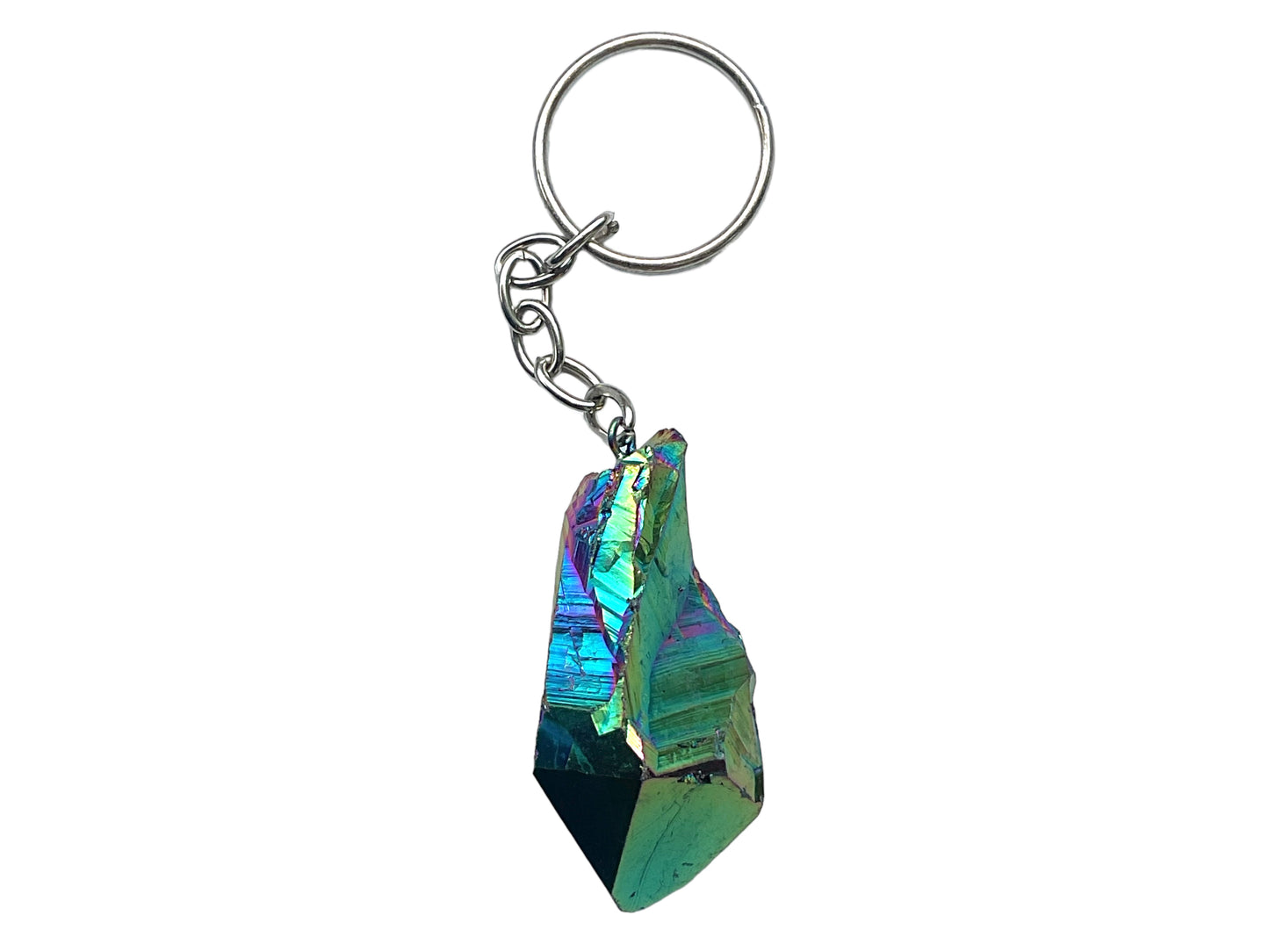 Steinfixx® Wunderschöner Amethyst Titanium Aura Quarz Schlüsselanhänger I Rainbow I Quarz-Aura I Titanium I Heilkristall I Heistein I USA I SALE