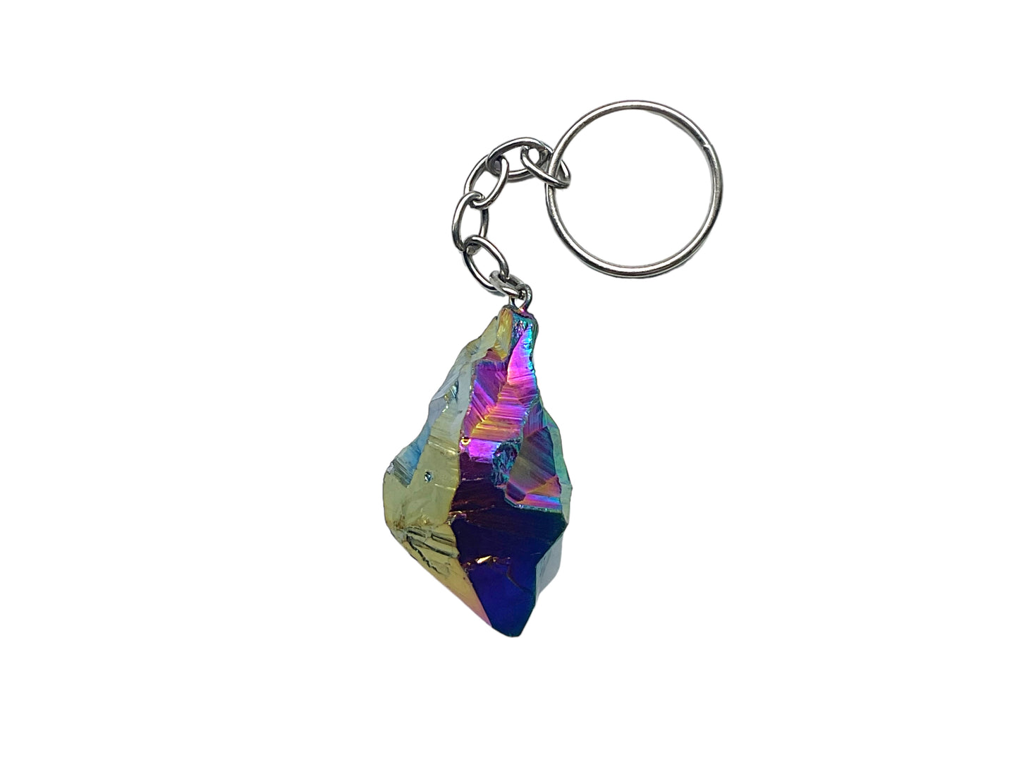 Steinfixx® Wunderschöner Amethyst Titanium Aura Quarz Schlüsselanhänger I Rainbow I Quarz-Aura I Titanium I Heilkristall I Heistein I USA I SALE