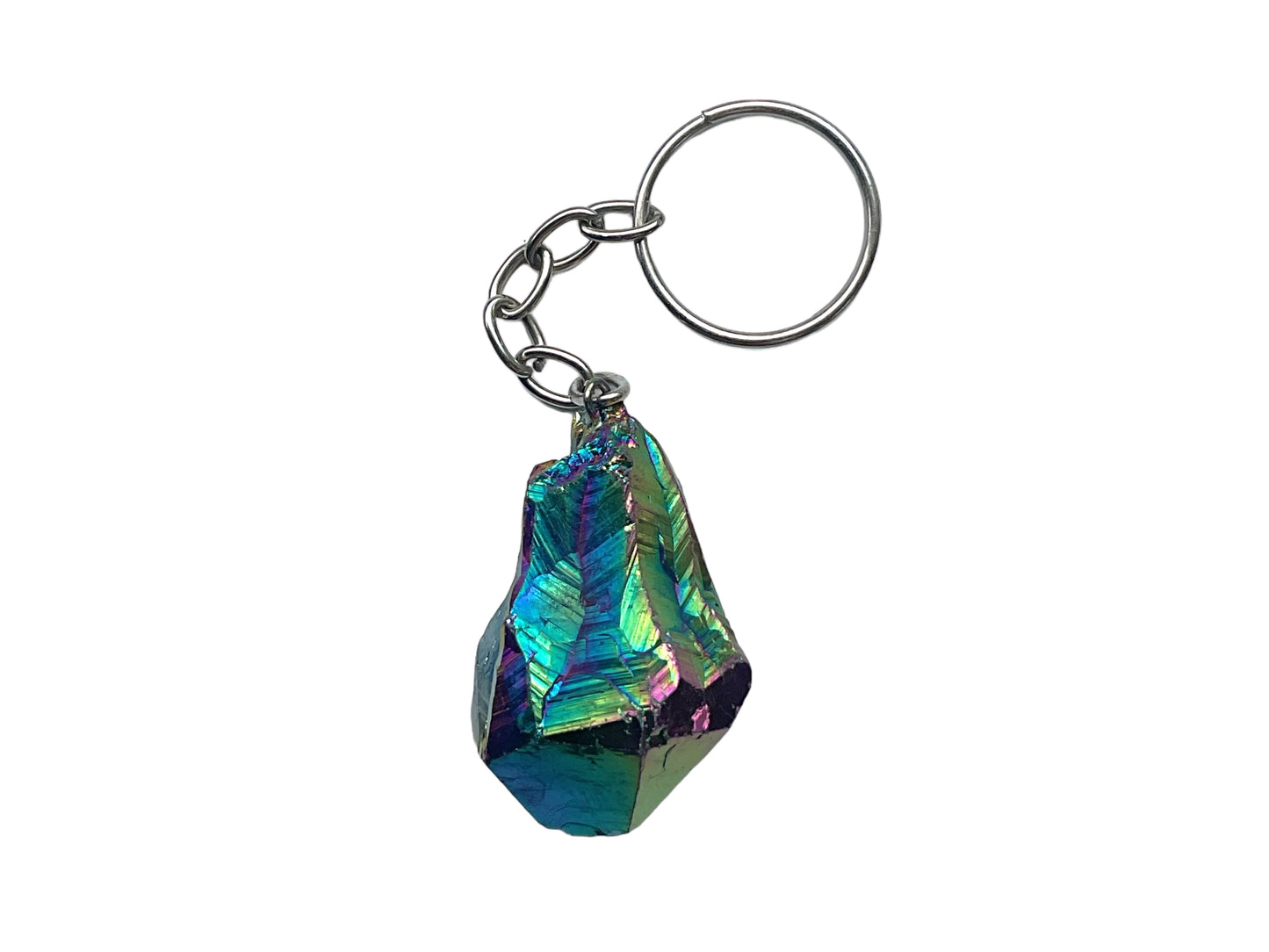 Steinfixx® Wunderschöner Amethyst Titanium Aura Quarz Schlüsselanhänger I Rainbow I Quarz-Aura I Titanium I Heilkristall I Heistein I USA I SALE