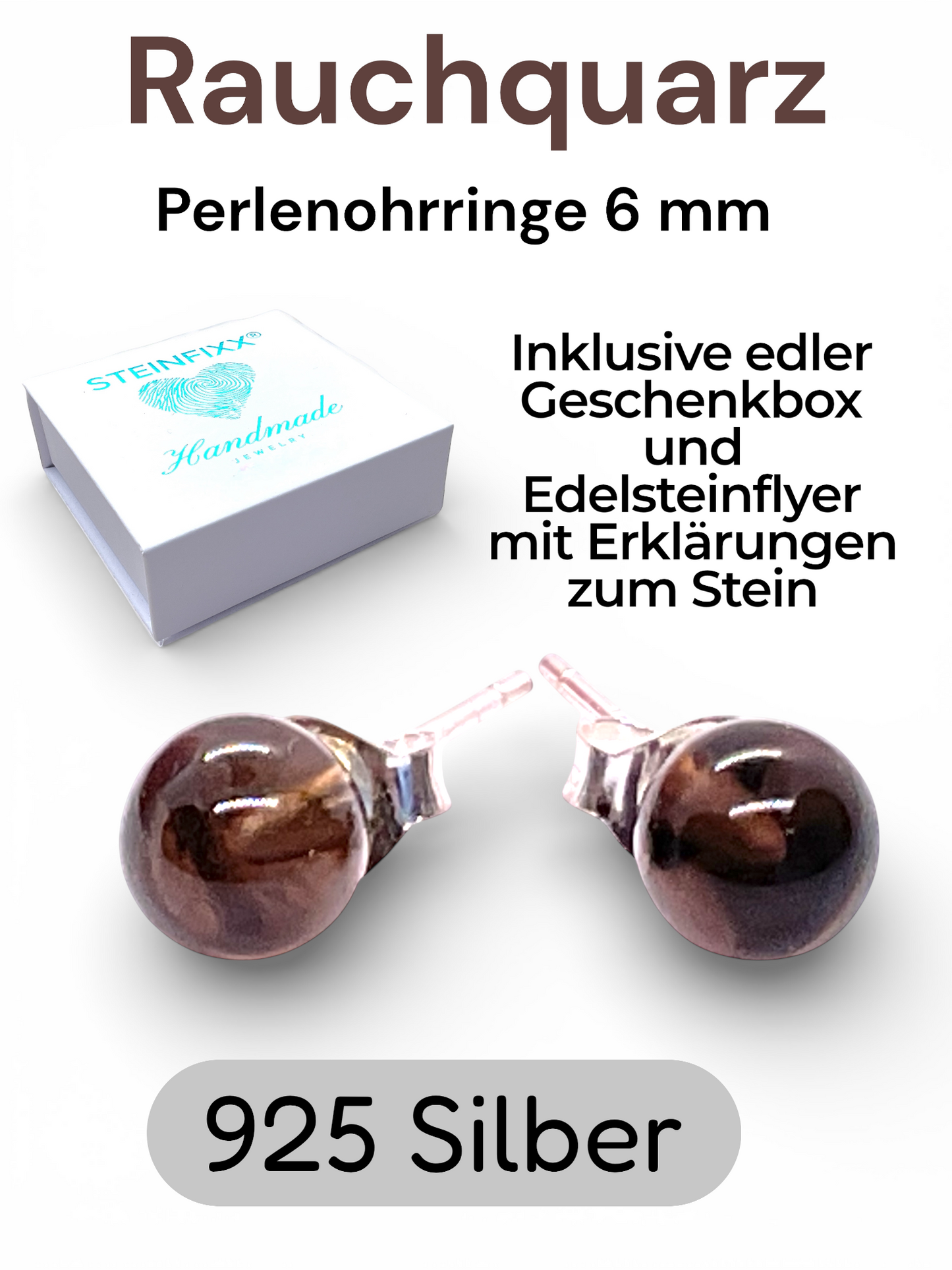 Silber Edelstein Perlen Ohrring | 6mm | 925 Silber  | in Geschenkbox | verschiedene Varianten | Ohrringe - Energiesteine