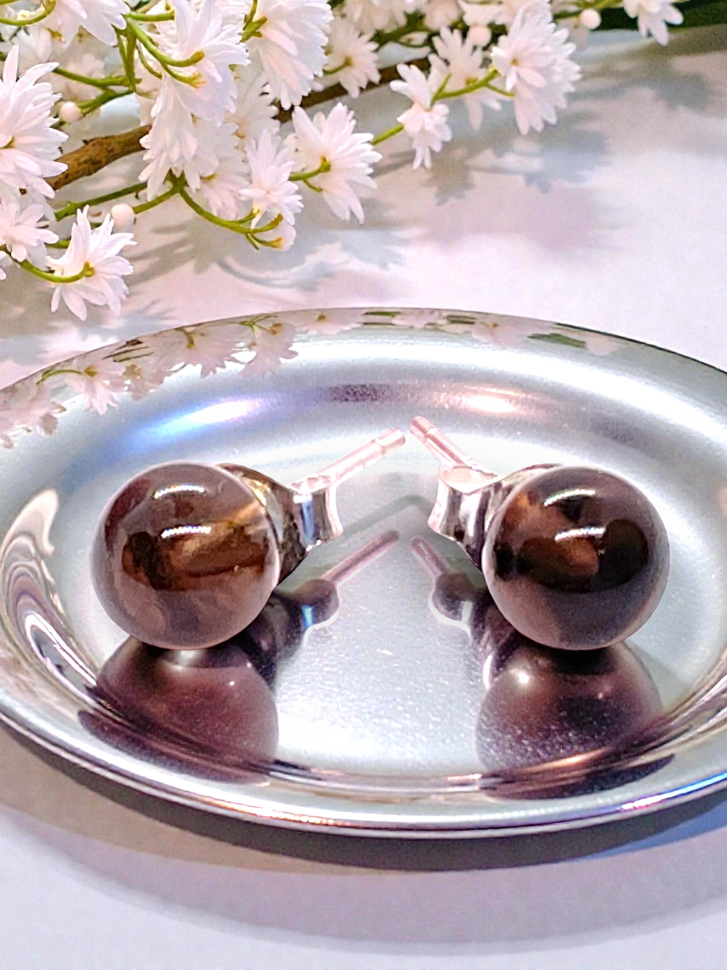 Silber Edelstein Perlen Ohrring | 6mm | 925 Silber  | in Geschenkbox | verschiedene Varianten | Ohrringe - Energiesteine