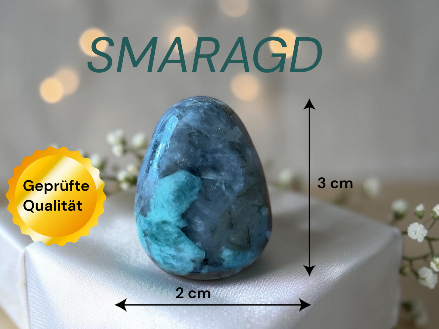 Smaragd Anhänger Tropfen – Edelstein Kette mit 80 cm Band & Geschenkbox – Echter Smaragd Schmuck Grün – Naturstein aus Brasilien