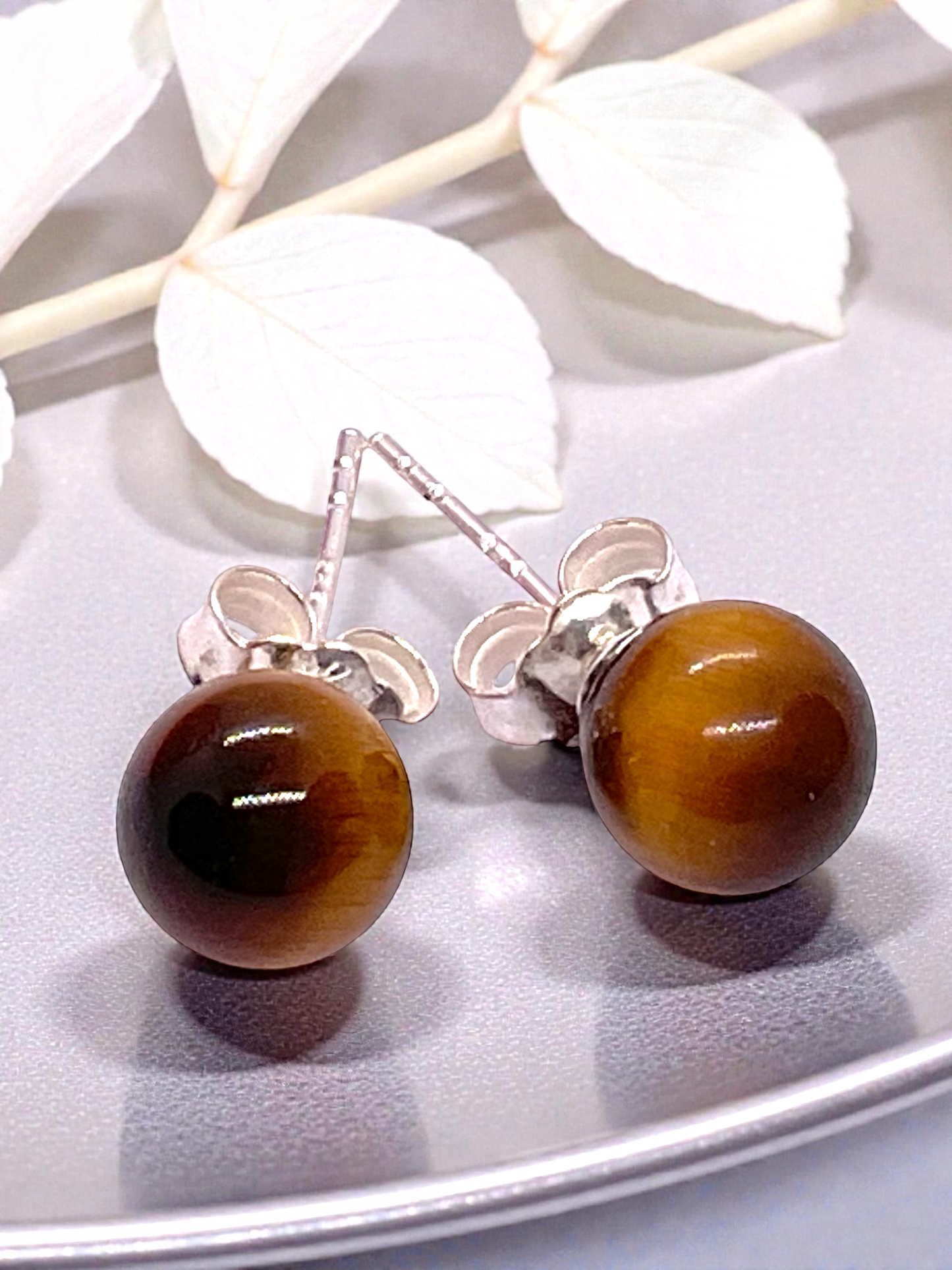 Silber Edelstein Perlen Ohrring | 6mm | 925 Silber  | in Geschenkbox | verschiedene Varianten | Ohrringe - Energiesteine