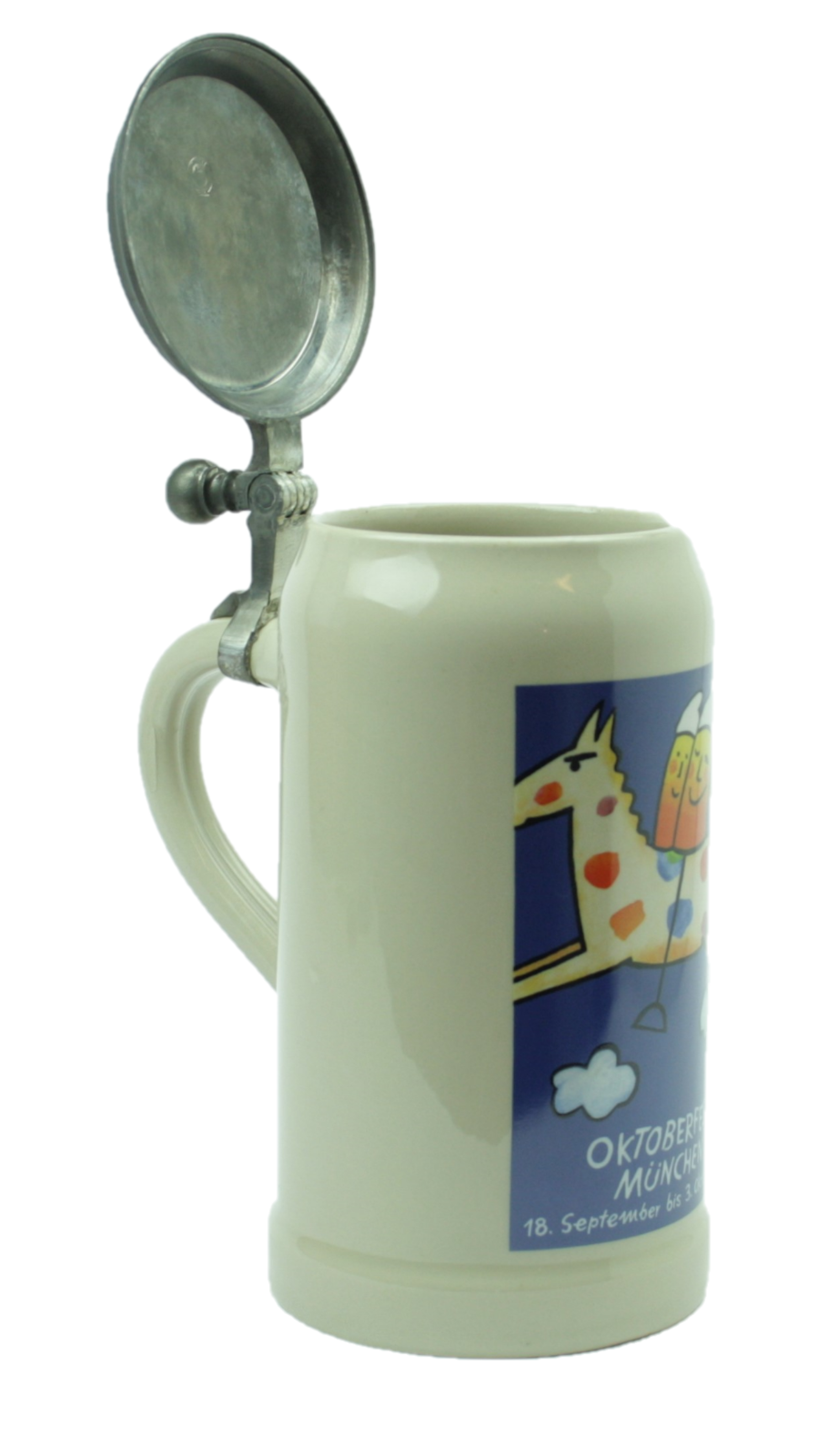 Original Oktoberfestkrug 1999 mit Zinndeckel I Jahreskrug I Zertifikat