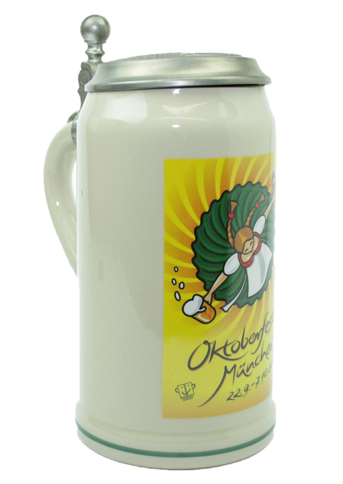 Original Oktoberfestkrug 2007 mit Zinndeckel I Jahreskrug I Zertifikat