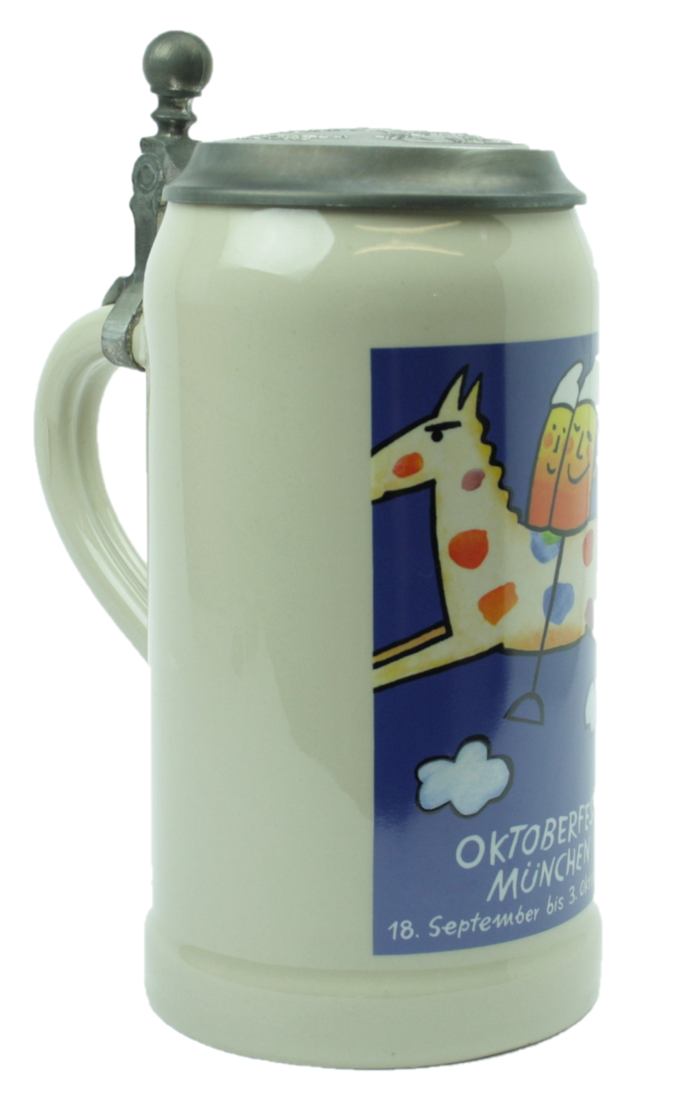 Original Oktoberfestkrug 1999 mit Zinndeckel I Jahreskrug I Zertifikat