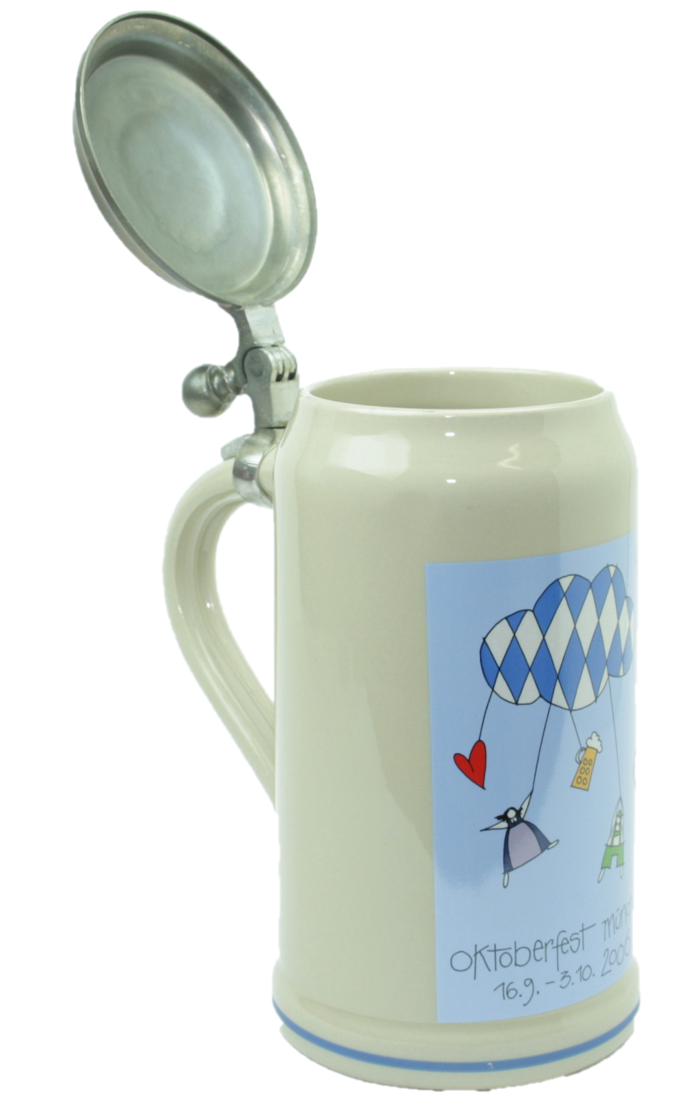 Original Oktoberfestkrug 2006 mit Zinndeckel I Jahreskrug I Zertifikat