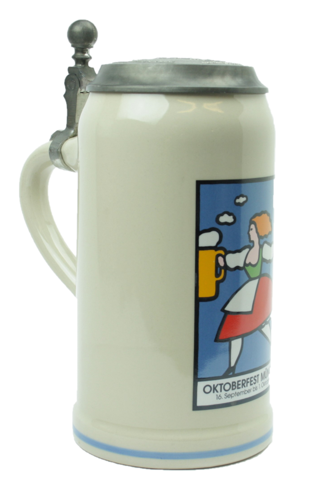 Original Oktoberfestkrug 1995 mit Zinndeckel I Jahreskrug I Zertifikat
