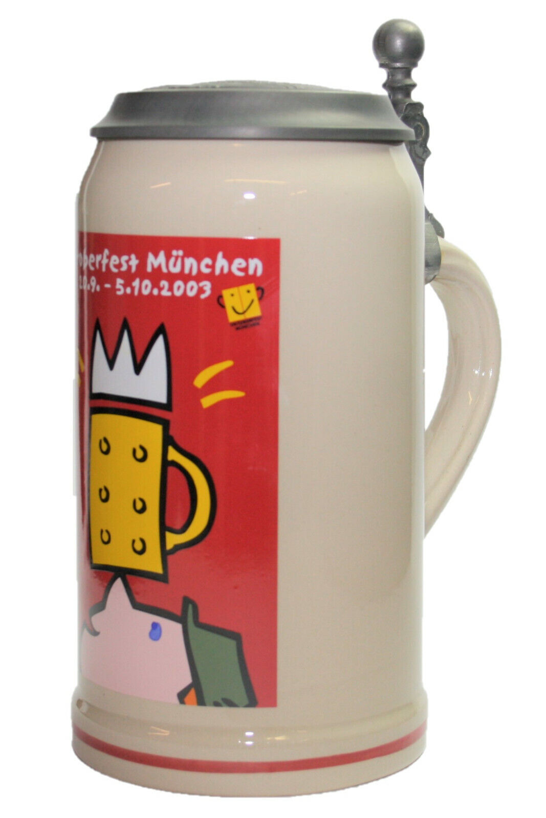 Original Oktoberfestkrug 2003 mit Zinndeckel I Jahreskrug I Zertifikat