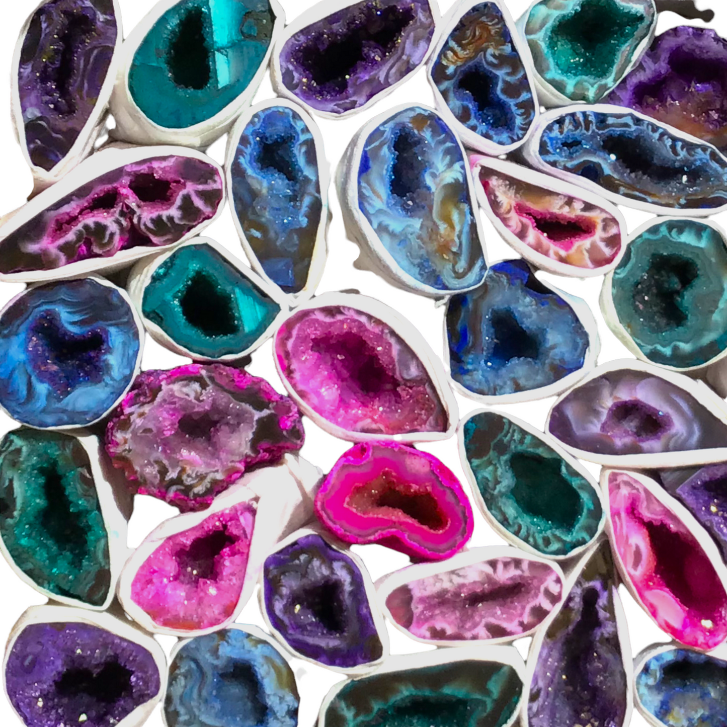 Gefärbte halbe Achat Geode | aufgeschnitten und poliert | A* Qualität |