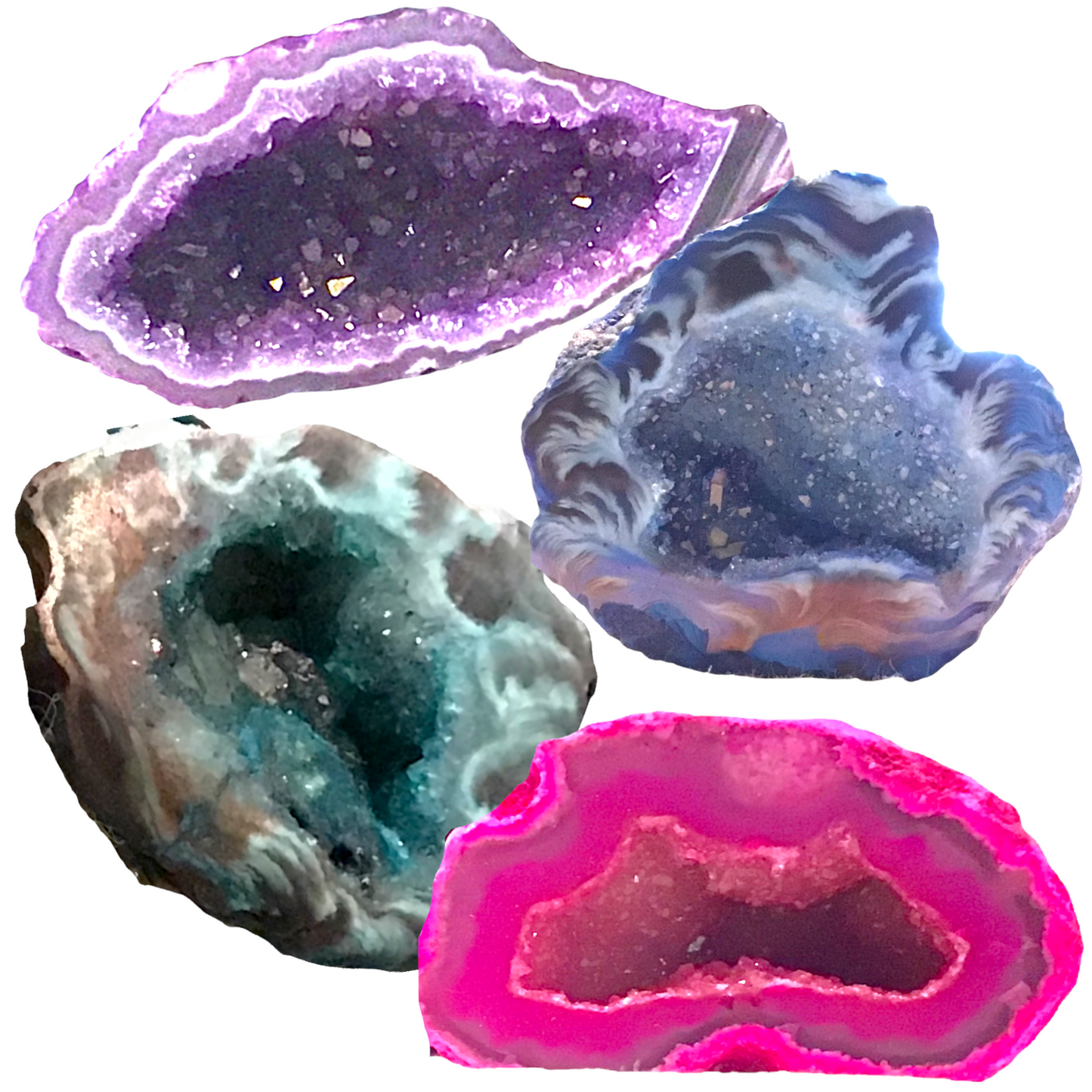 Gefärbte halbe Achat Geode | aufgeschnitten und poliert | A* Qualität |