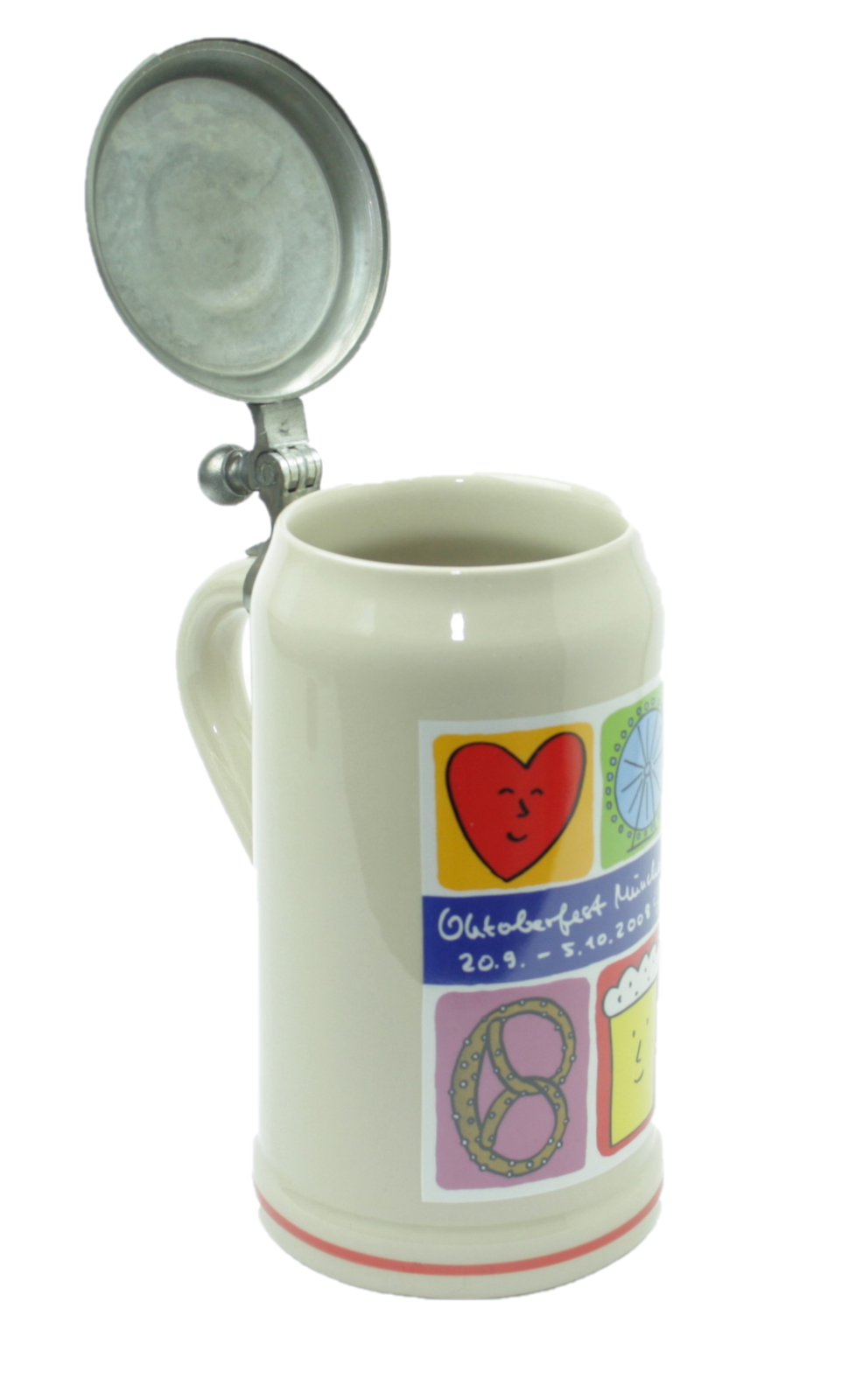 Original Oktoberfestkrug 2008 mit Zinndeckel I Jahreskrug I Zertifikat
