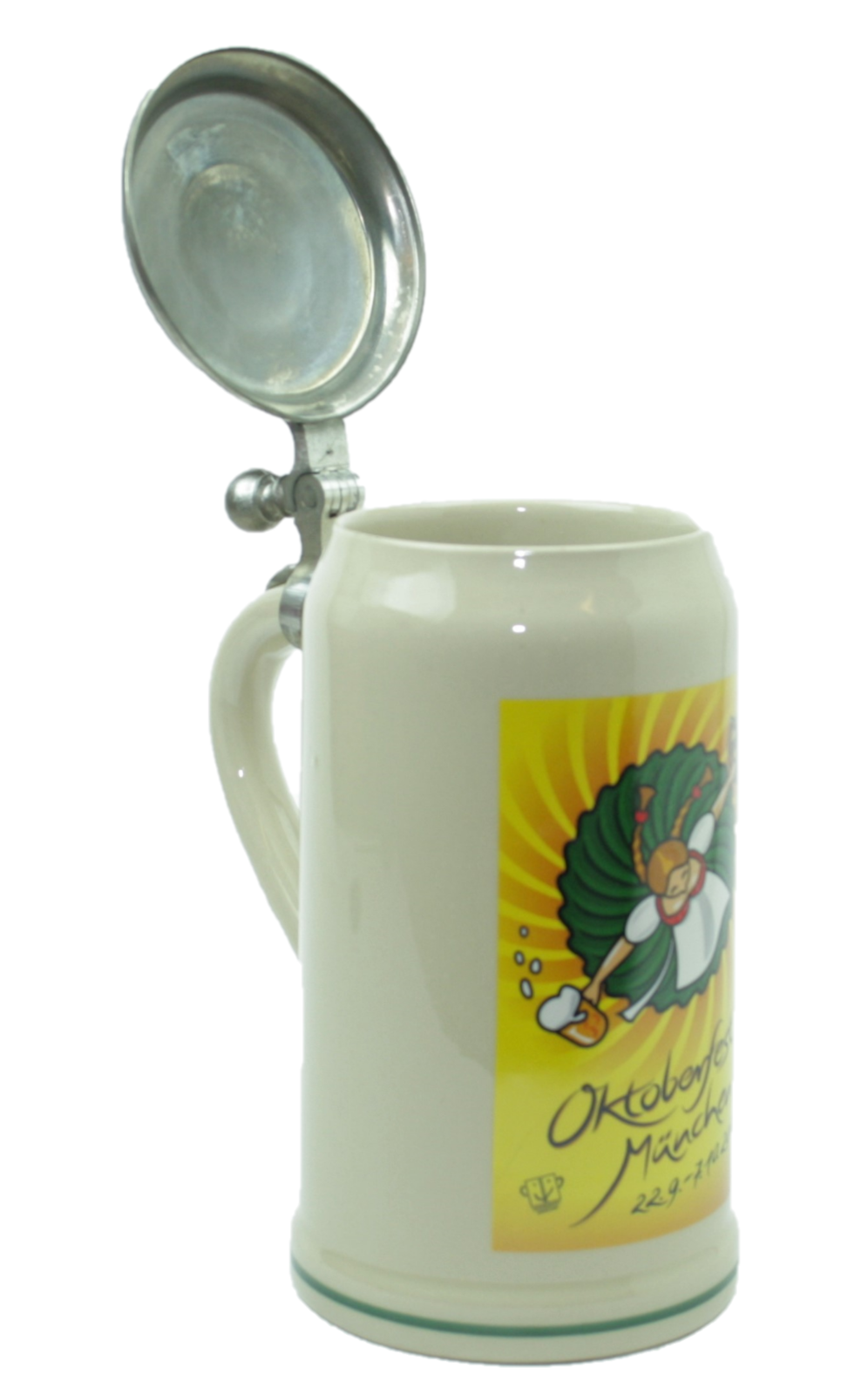 Original Oktoberfestkrug 2007 mit Zinndeckel I Jahreskrug I Zertifikat