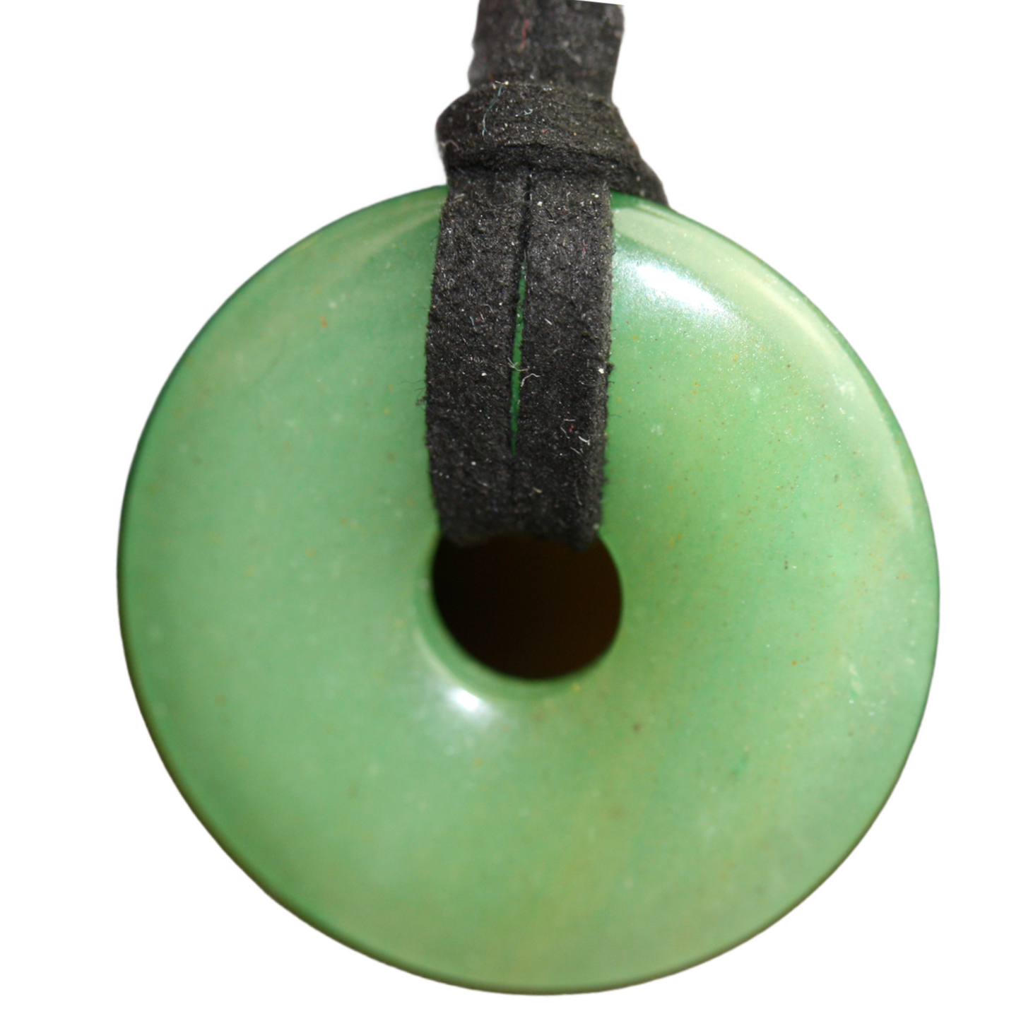 Premium Edelstein-Donut Aventurin grün optional als Kette mit versilberter oder vergoldeter Spirale und Wildlederband