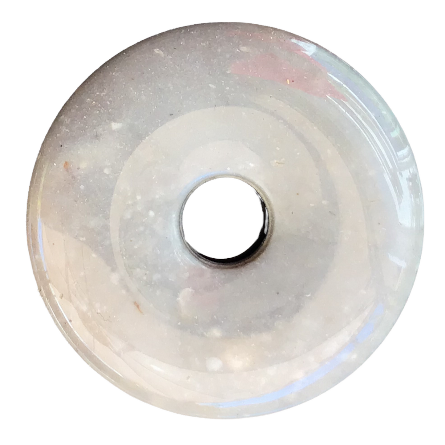Premium Feuerstein Edelstein-Donut optional als Kette mit versilberter oder vergoldeter Spirale und Wildlederband