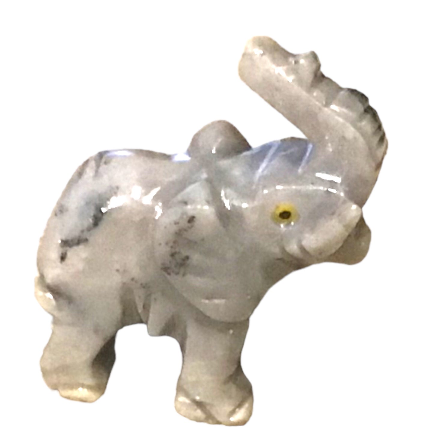 Steinfixx® - Speckstein Figur Elefant Taru | Schnitzerei | Sammelfigur | geschliffen und poliert | 37x35 mm | Handarbeit