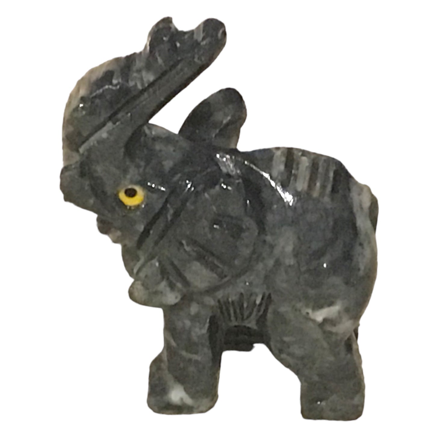Steinfixx® - Speckstein Figur Elefant Taru | Schnitzerei | Sammelfigur | geschliffen und poliert | 37x35 mm | Handarbeit