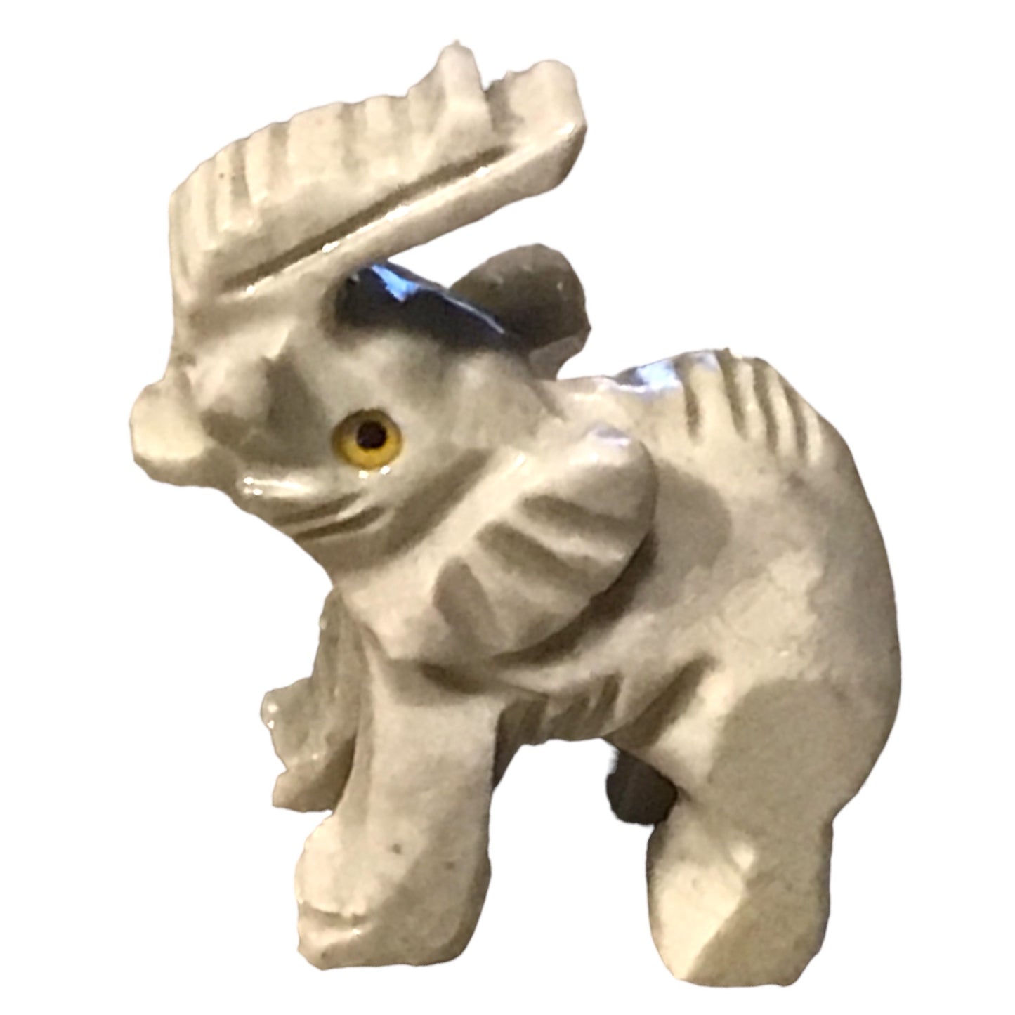 Steinfixx® - Speckstein Figur Elefant Taru | Schnitzerei | Sammelfigur | geschliffen und poliert | 37x35 mm | Handarbeit