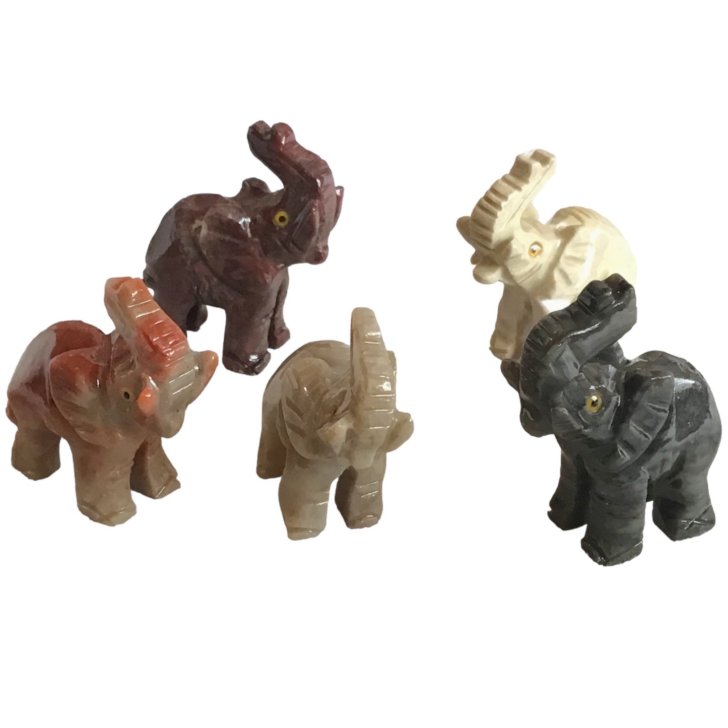 Steinfixx® - Speckstein Figur Elefant Taru | Schnitzerei | Sammelfigur | geschliffen und poliert | 37x35 mm | Handarbeit