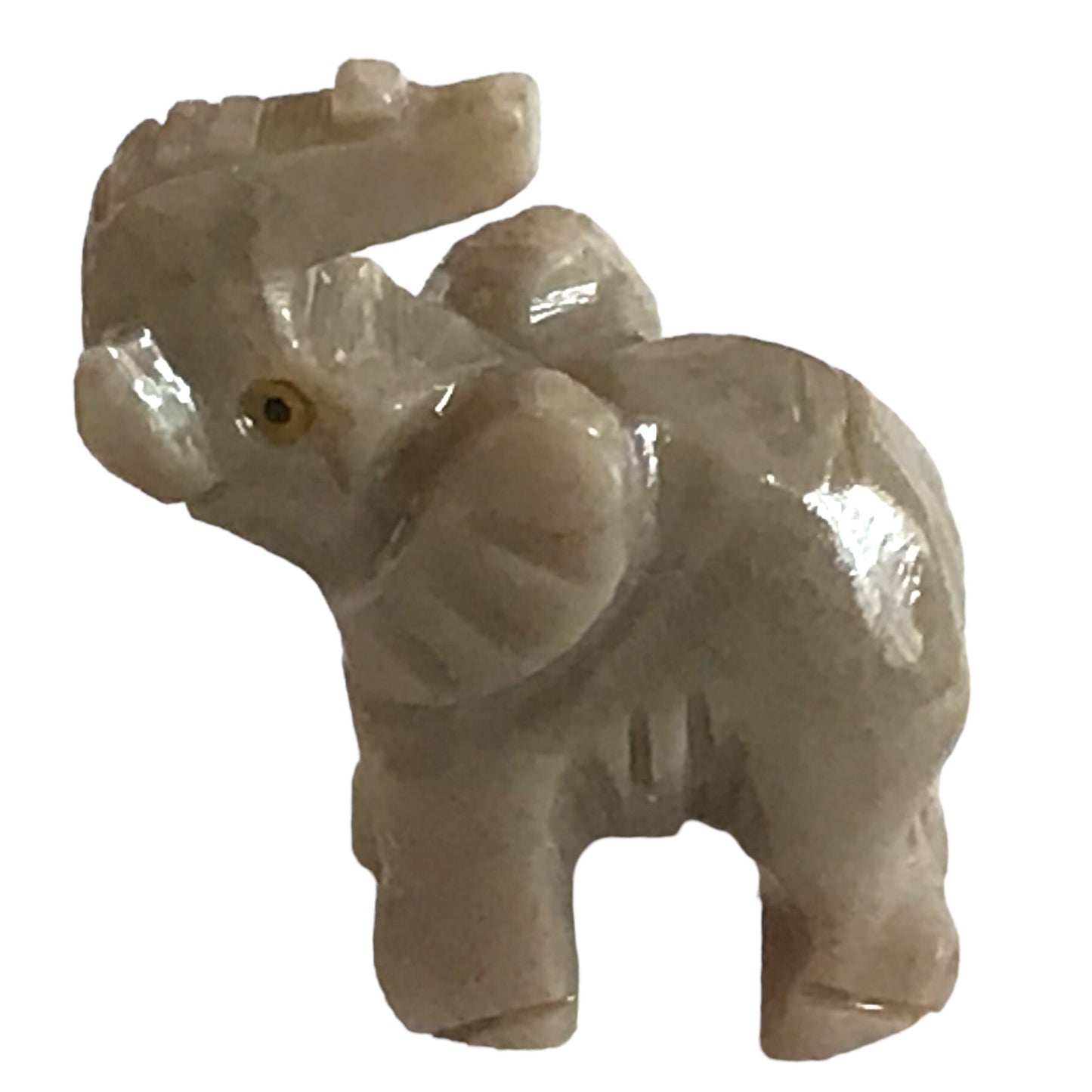 Steinfixx® - Speckstein Figur Elefant Taru | Schnitzerei | Sammelfigur | geschliffen und poliert | 37x35 mm | Handarbeit