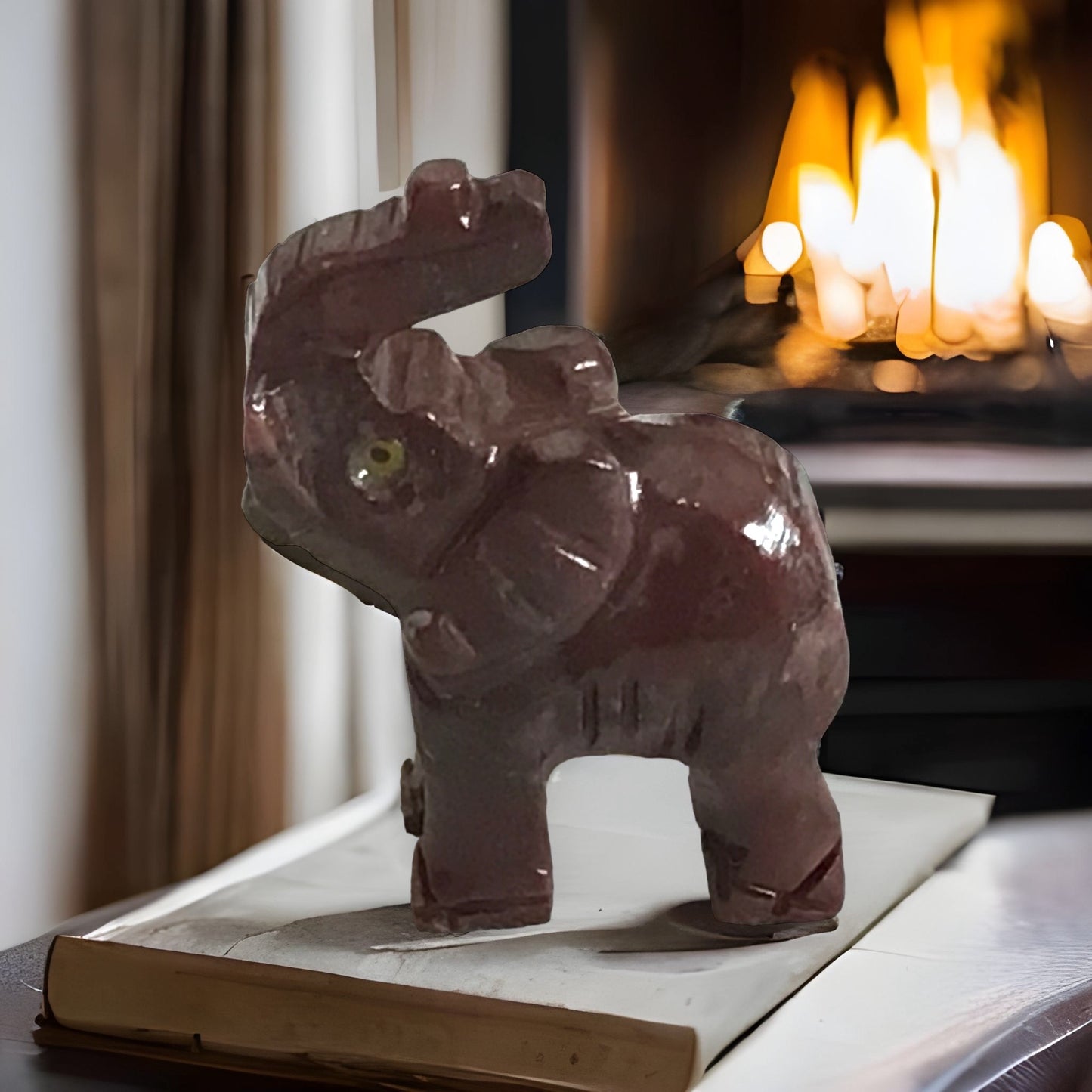 Steinfixx® - Speckstein Figur Elefant Taru | Schnitzerei | Sammelfigur | geschliffen und poliert | 37x35 mm | Handarbeit