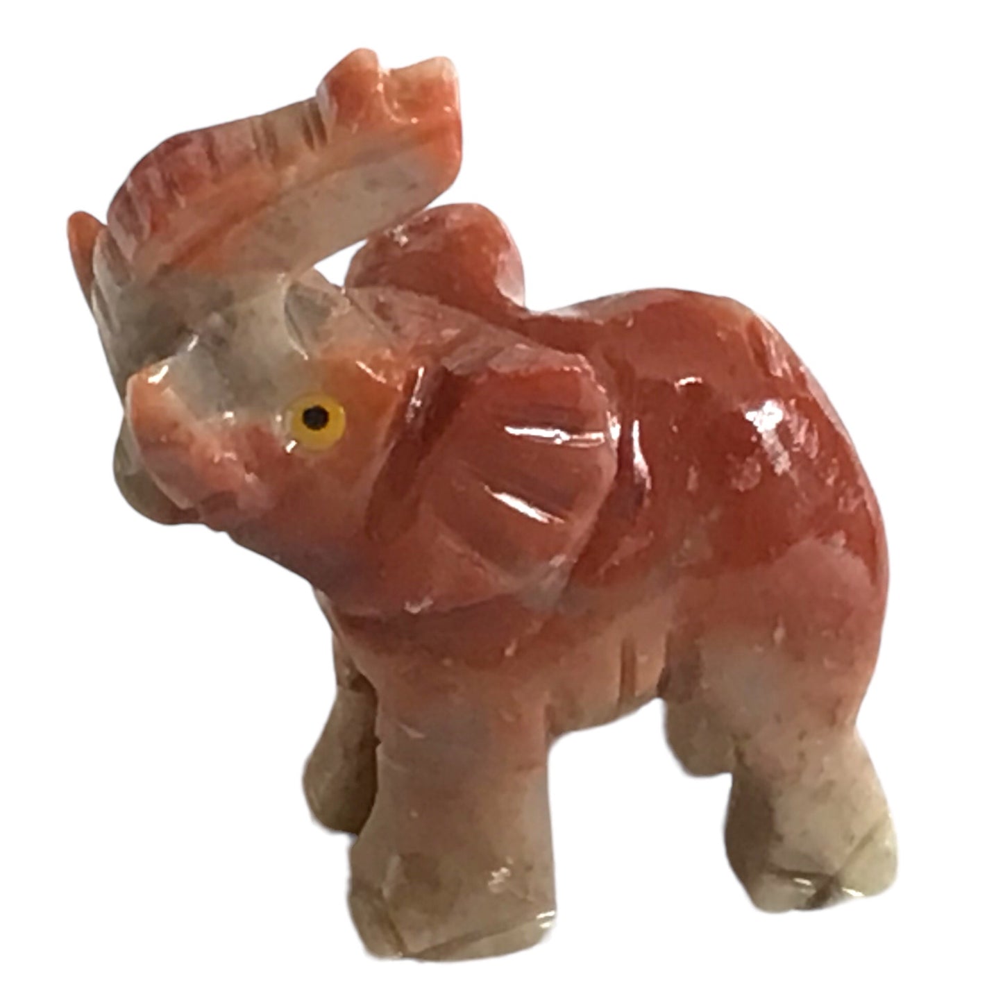 Steinfixx® - Speckstein Figur Elefant Taru | Schnitzerei | Sammelfigur | geschliffen und poliert | 37x35 mm | Handarbeit