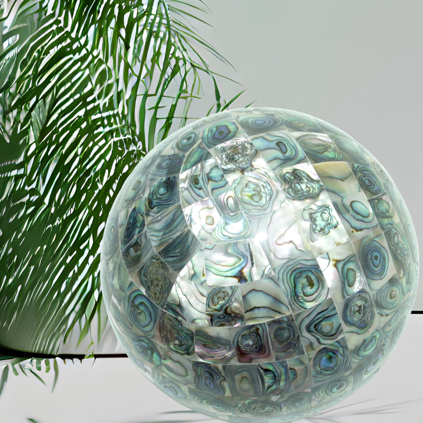 Mächtige traumhafte Abalone-Muschel Kugel 13 cm I Handarbeit I Einzelstück I Museumsstück I UNIKAT