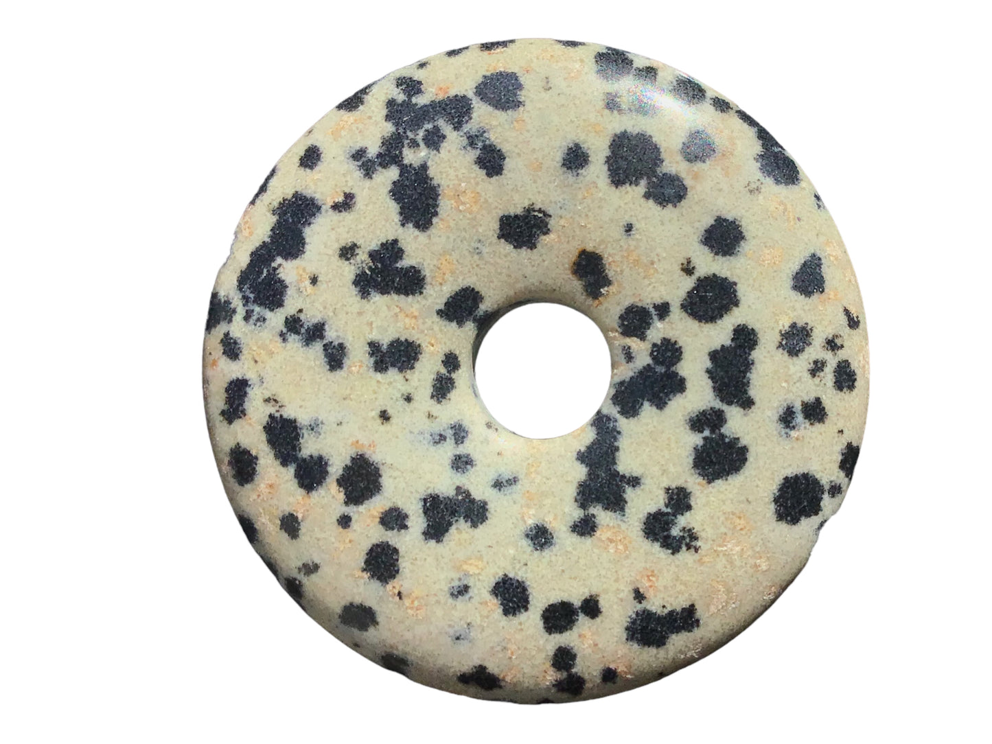 Premium Edelstein-Donut Dalmatiner Jaspis  top Qualität optional als Kette mit versilberter oder vergoldeter Spirale und Wildlederband