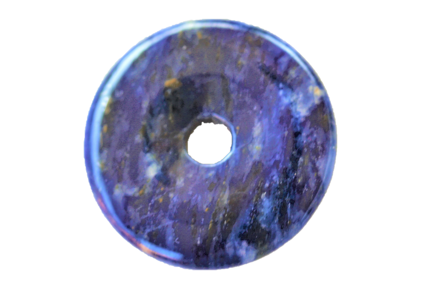 Premium Edelstein-Donut Sodalith optional als Kette mit versilberter oder vergoldeter Spirale und Wildlederband